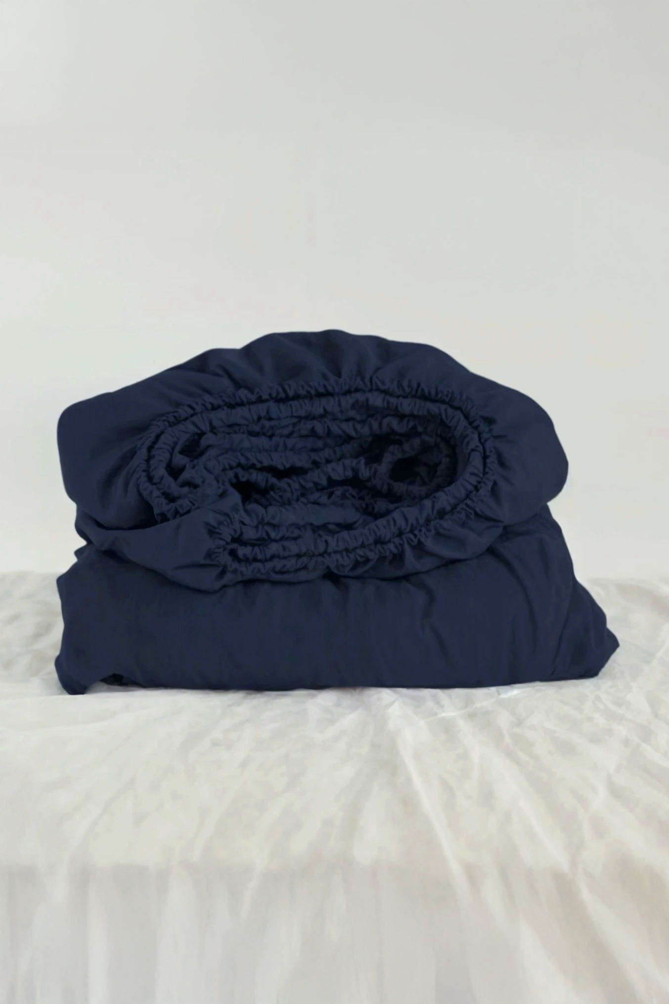 Navy linen fitted sheet