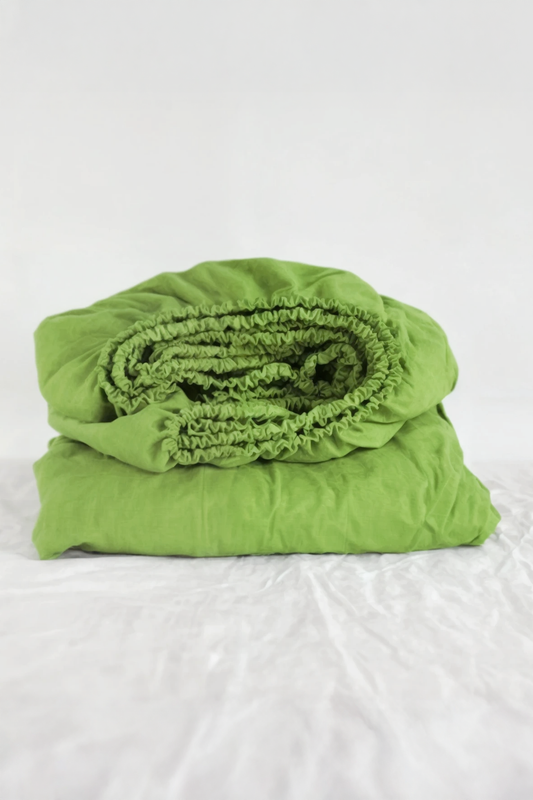 Lime linen fitted sheet