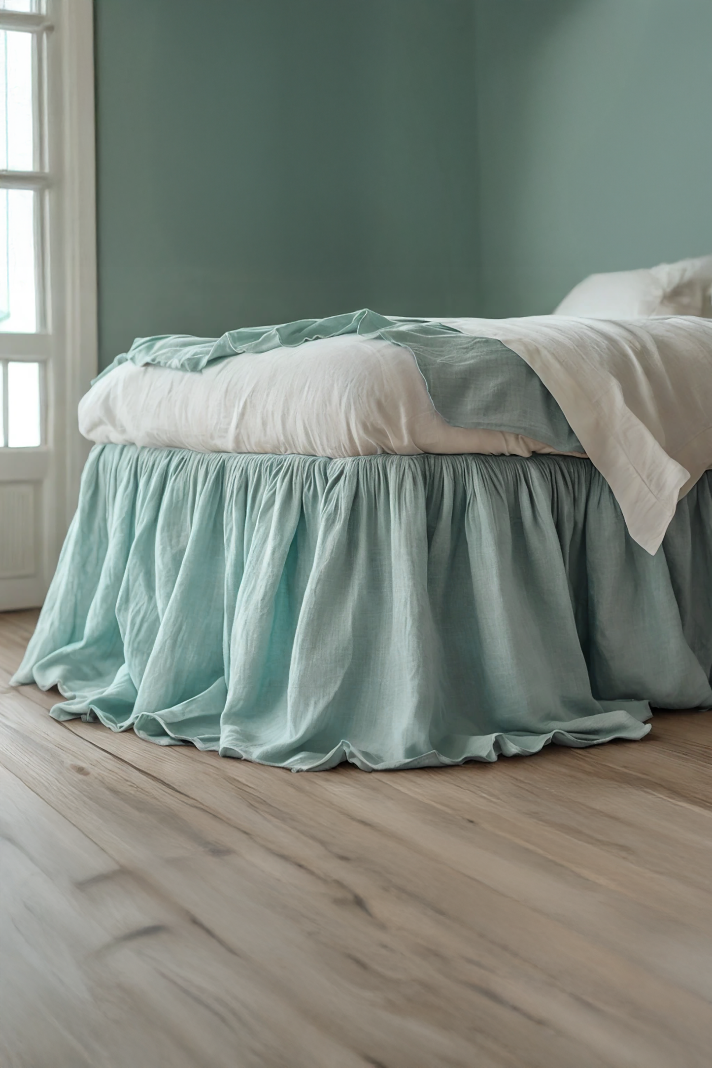 Sea linen ruffled bed skirt