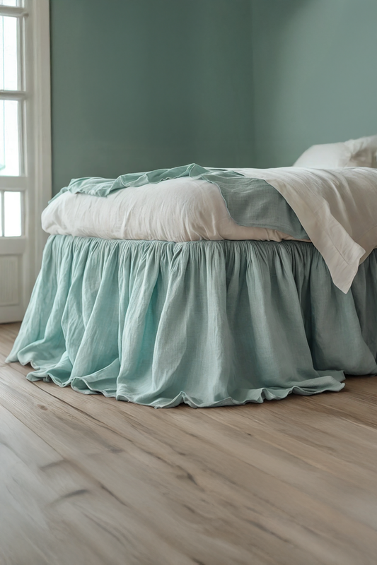 Sea linen ruffled bed skirt