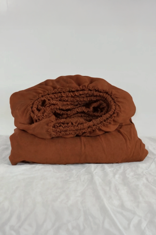 Ginger linen fitted sheet