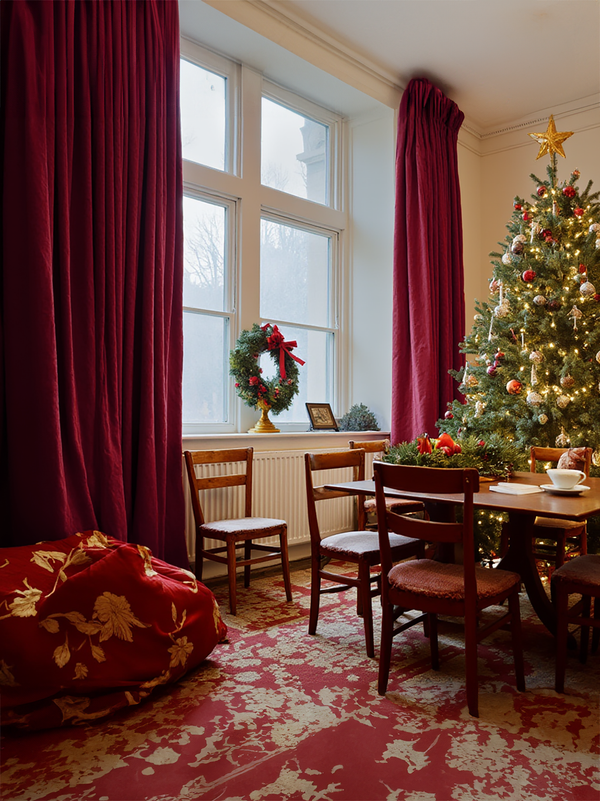 Christmas Marsala linen curtains