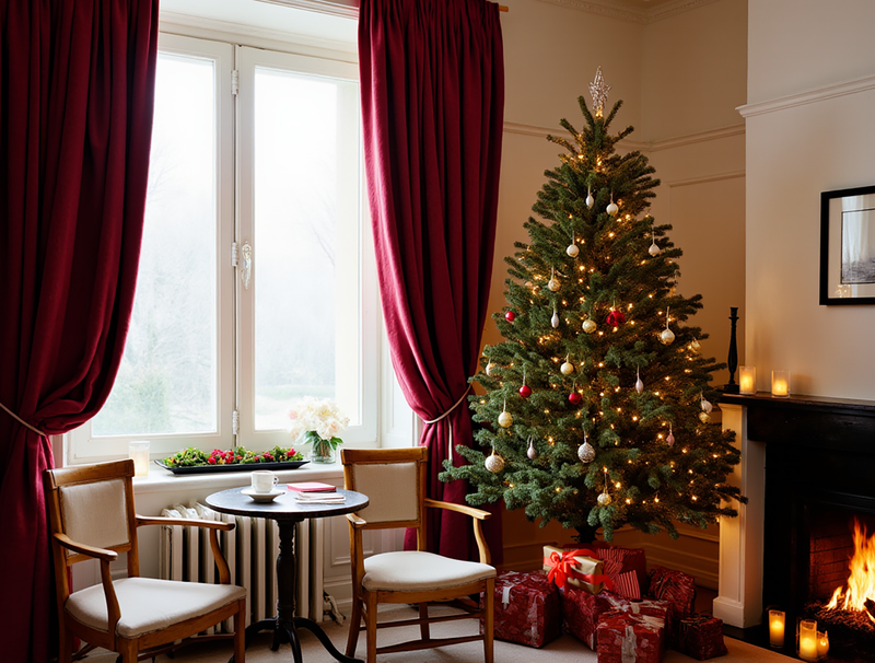 Christmas Marsala linen curtains