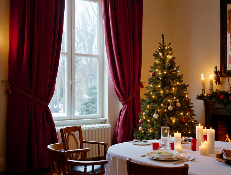 Christmas Marsala linen curtains