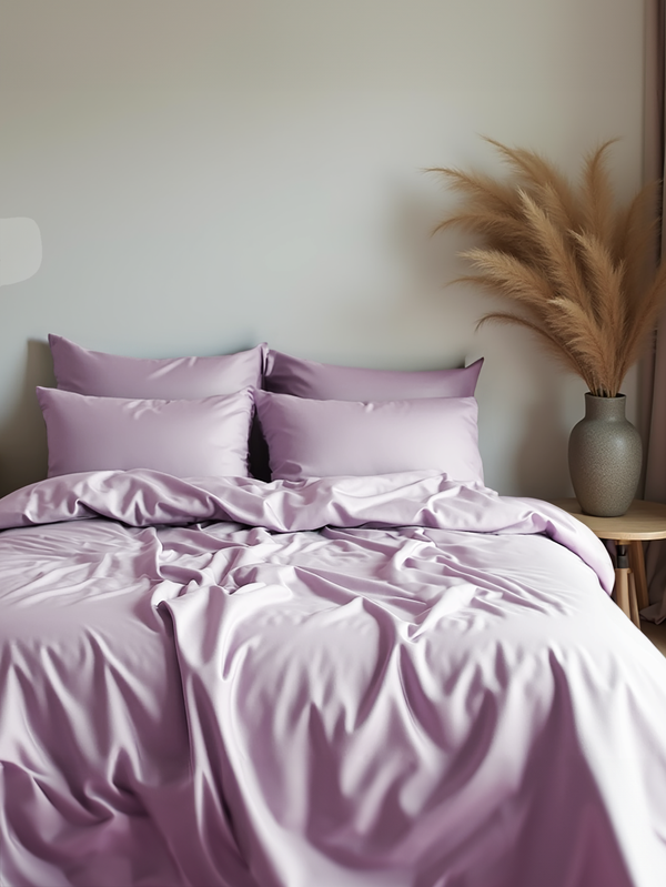 Lilac satin bedding set