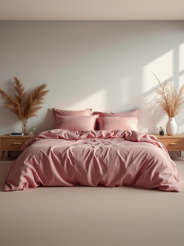 Dusty pink satin bedding set