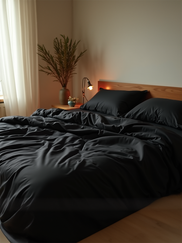 Black satin bedding set