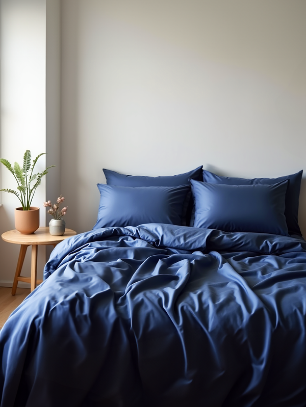 Dusty blue satin bedding set