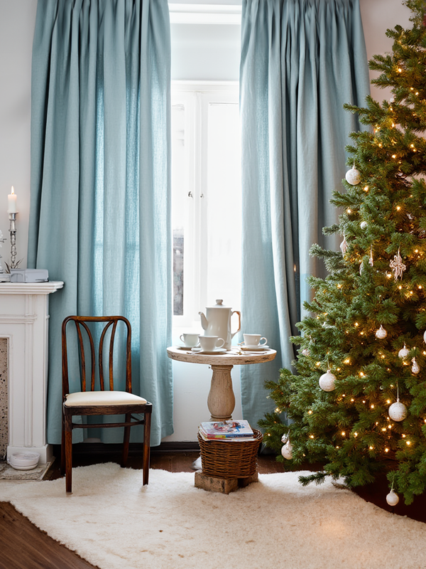 Christmas Ice linen curtains
