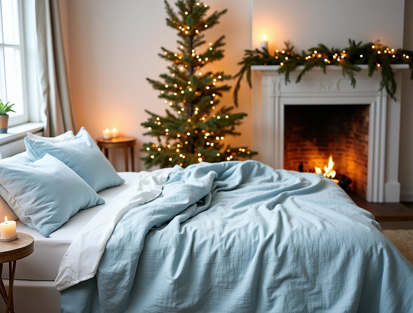 Christmas Ice linen coverlet