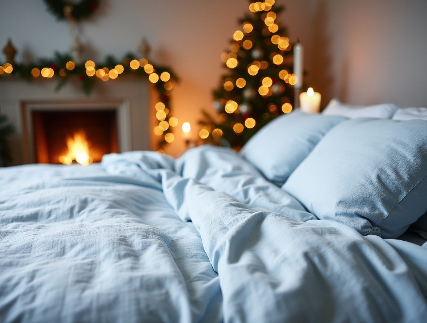 Christmas Ice linen coverlet