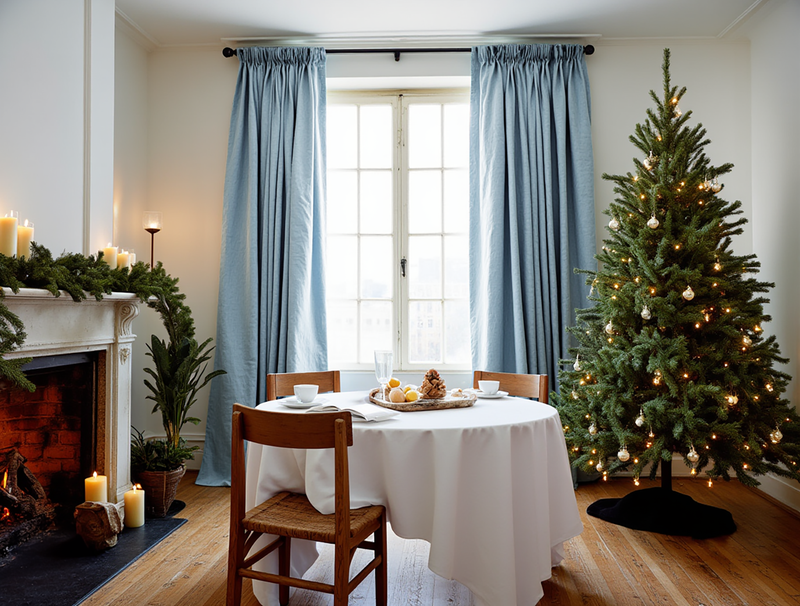 Christmas Ice linen curtains