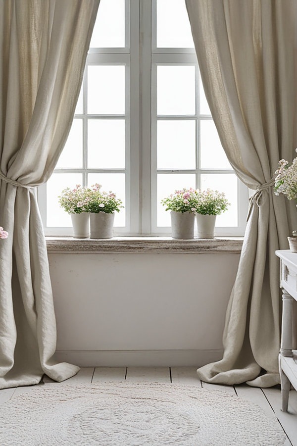 Sand linen curtains
