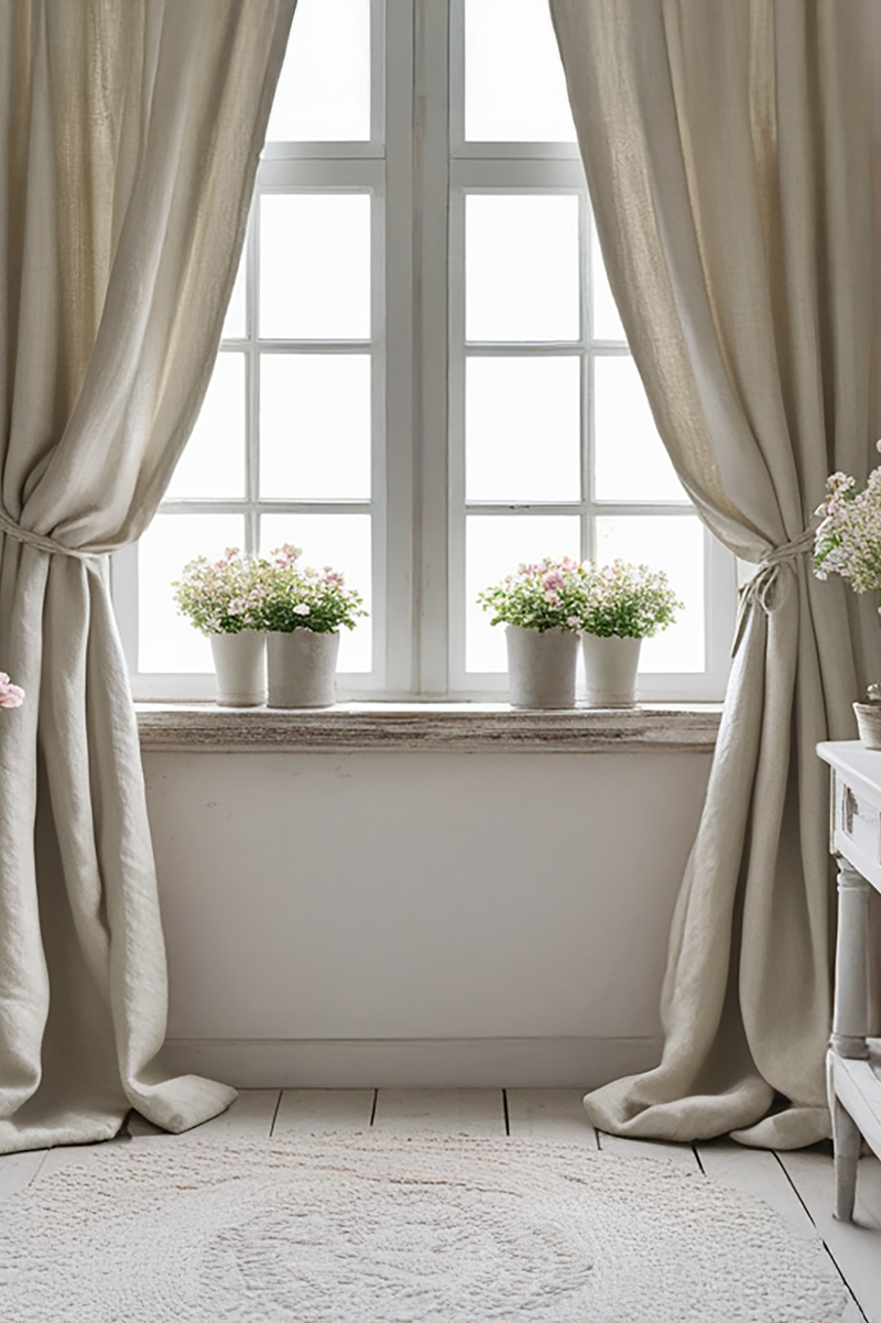 Sand linen curtains