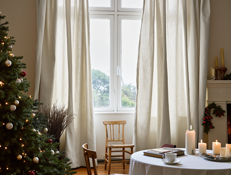 Christmas Sand linen curtains