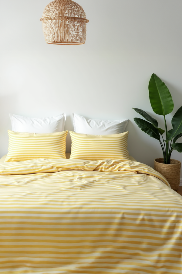 Yellow Stripe Cotton Bedding Set